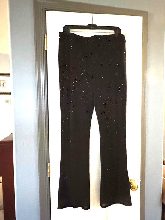 Madden Nyc Pants - Madden NYC Size L Black Mesh Glitter Overlay Fully Lined Slacks/Pants EUC